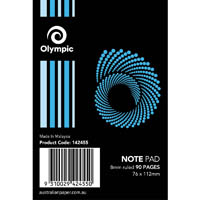 olympic sp60 notepad spiral bound 8mm ruled 90 page 76 x 112mm white