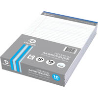 olympic premium writing pad 8mm ruled 70gsm 100 page a4 white pack 10