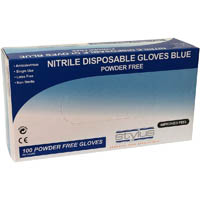 stylus nitrile powder-free disposable gloves small/medium blue pack 100