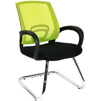 sylex trice visitor chair cantilever base medium back arms mesh lime with black seat