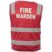 trafalgar hi-vis fire warden vest day/night red large