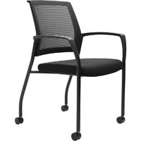 urbin 4 leg mesh back armchair castors black frame black seat