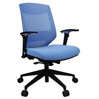 vogue task chair medium mesh back arms blue