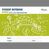 writer student notebook 12mm double ruled/guide 32 page 250 x 175mm khaki