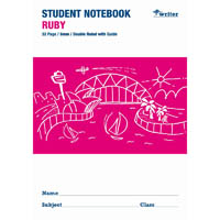 writer student notebook 6mm double ruled/guide 32 page 250 x 175mm ruby