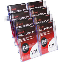 deflecto lit-loc brochure holder wall display 4-tier 8 x a4 clear