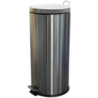 compass garbage pedal bin round 30 litre silver