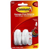 command adhesive designer small hook white pack 2 hooks 4 strips