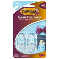 command adhesive small hooks clear pack 2 hooks and 4 strips