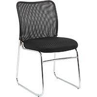 studio visitor chair mesh back chrome sled base black