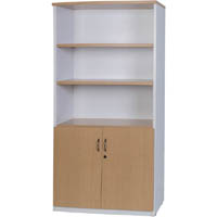 oxley half door stationery cupboard 900 x 450 x 1800mm oak/white
