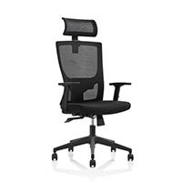 initiative pluto task chair high mesh back headrest adjustable arms black