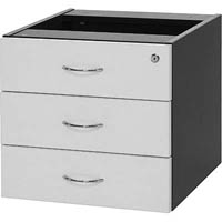 oxley fixed desk pedestal 3-drawer lockable 450 x 476 x 470mm white/ironstone